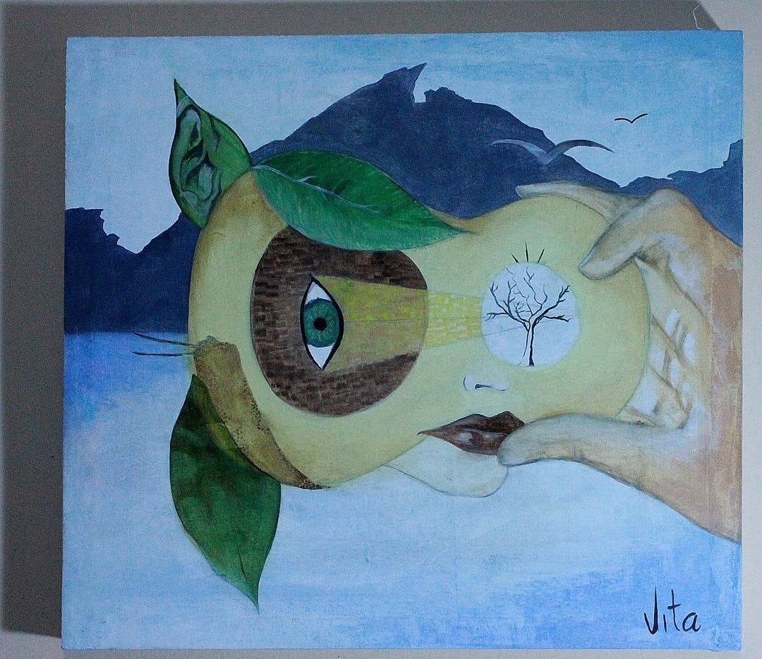 Pintura de una forma orgánica con un ojo